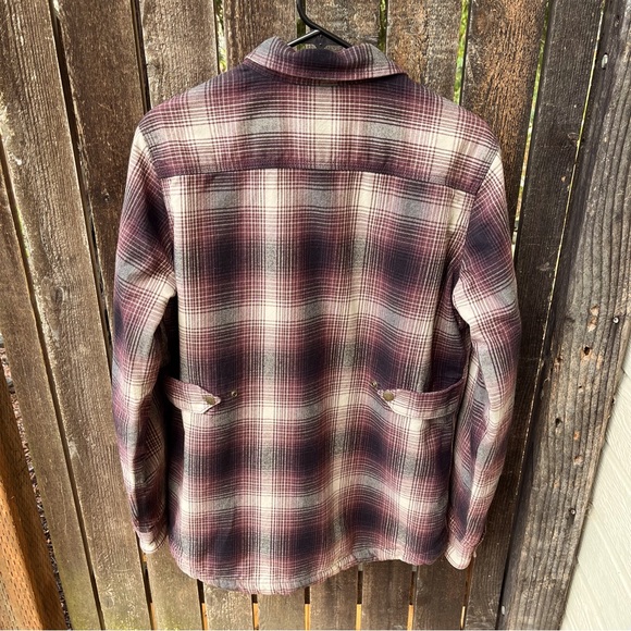 Carhartt Wm’s Hubbard Sherpa Lined Plaid Flannel Shirt Jacket In Deep Wine Sz M - Picture 2 of 16